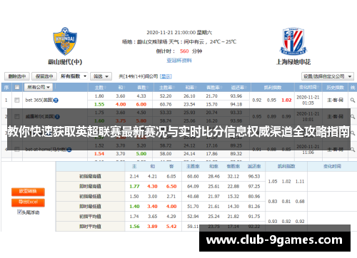 教你快速获取英超联赛最新赛况与实时比分信息权威渠道全攻略指南